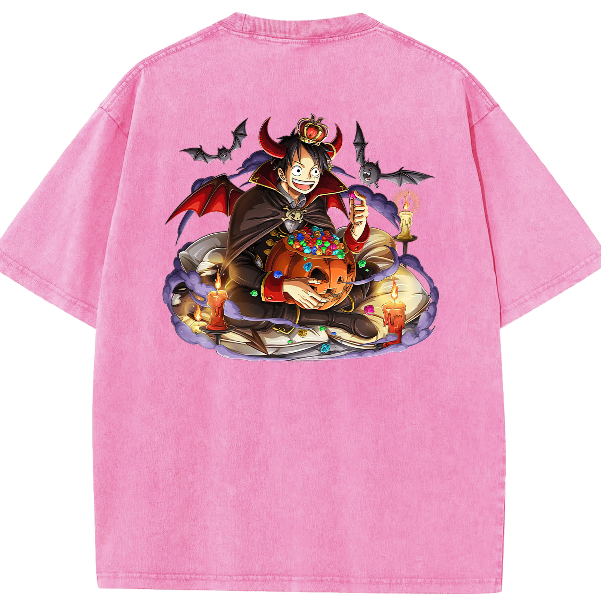 ワンピース モンキー・D・ルフィ ONE PIECE Monkey D. Luffy 綿100% ヴィンテージ風 半袖Tシャツ（背面プリント）